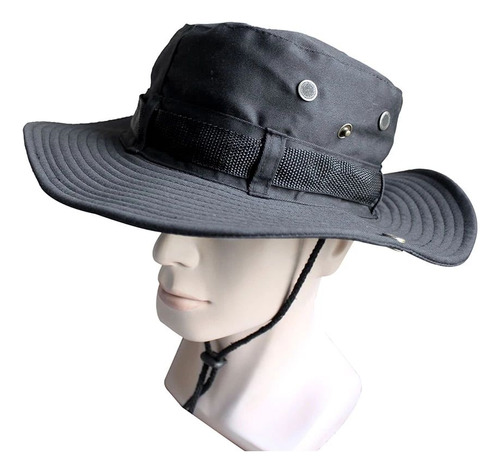 Chapeu Tatico Boonie Preto Para Pesca E Camping