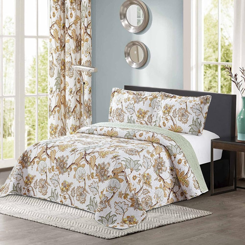 All American Collection 2pc Modern Reversible Floral Home Be
