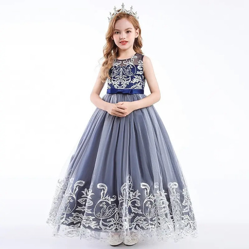Sin Mangas Bordado Elegante Vestido Largo De Noche Para Niña | Cuotas sin  interés