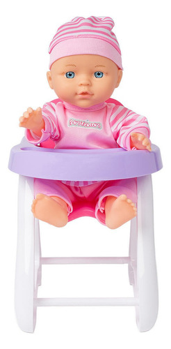 Bella Muñeca Bebe Bostecitos Con Silla De Comer