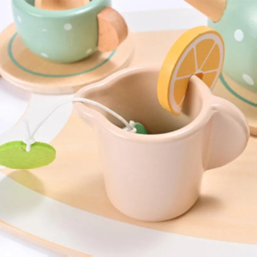 Juego De Té De Madera De 15 Piezas Para Toy Kitchen 1ez