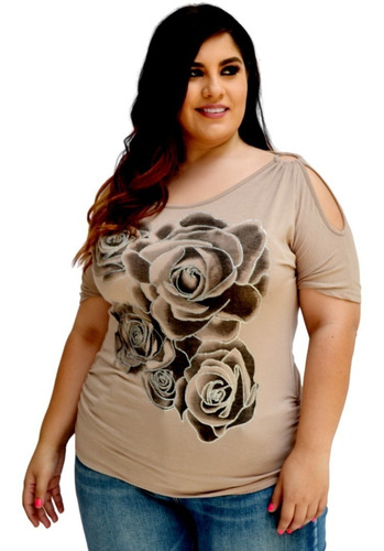 Blusa Estampada Con Strech En Talla Extra Modelo # 8047