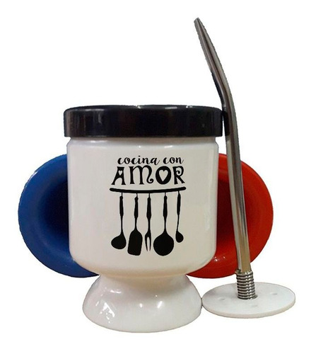 Mate Plastico Frase Cocina Con Amor Utencillos