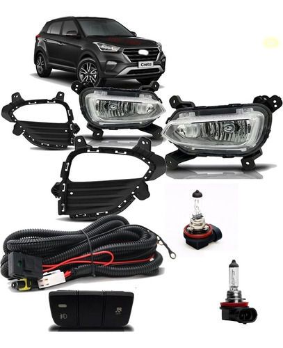 Kit Farol Milha Neblina Completo New Creta 2016 7 18 19 2019