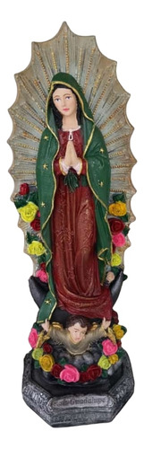 Virgen Guadalupe Flores Resina 