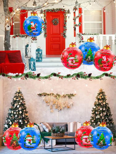 Bolas De Navidad Inflables De 60 Cm Con Cintas Decorativas