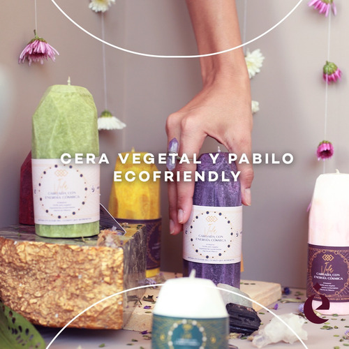 Kit De 2 Velas Forma De Cuarzo Ágata Azul Cera Sustentable Azul