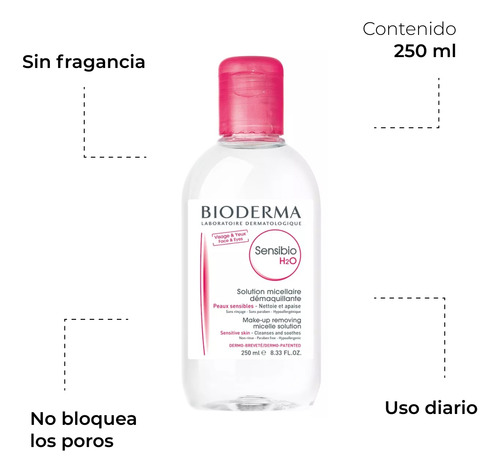 Agua Micelar Bioderma Sensibio H2o Rosacea Sensible 250ml