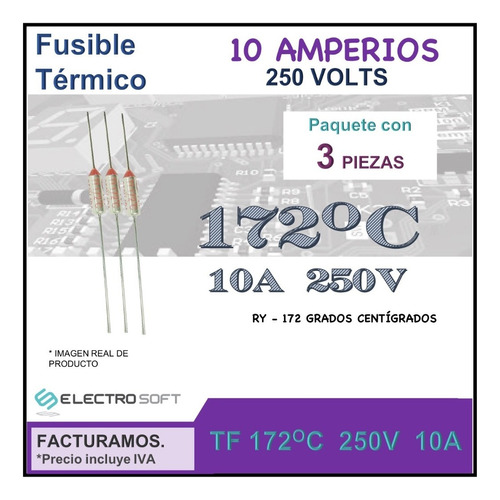 3pz Fusible Térmico 172ºc 10a 250v 172 Centígrados Serie Ry 