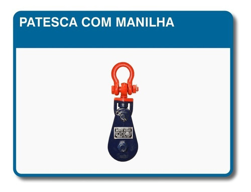 Patesca Com Manilha De 2 Toneladas - Polia De 3 Polegadas
