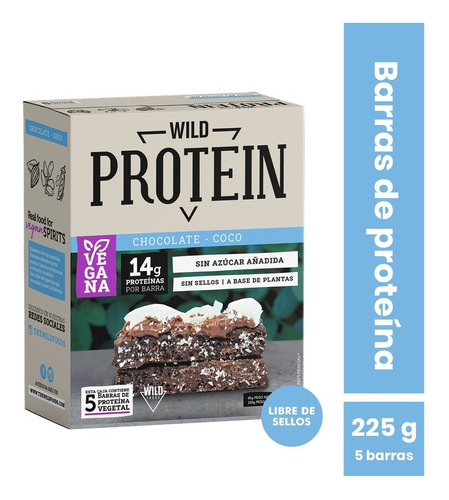 Imagen 1 de 1 de Wild Protein Vegana Chocolate Coco 5 Unidades