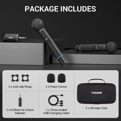 Micrófono Inalámbrico Tonor Tw720 Recargable Bluetooth Uhf