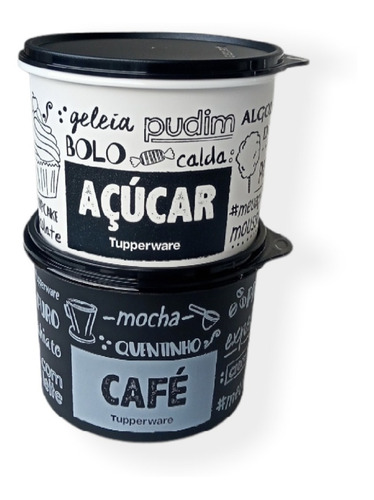  Tupperware Kit Mantimentos Café Açúcar Preto E Branco