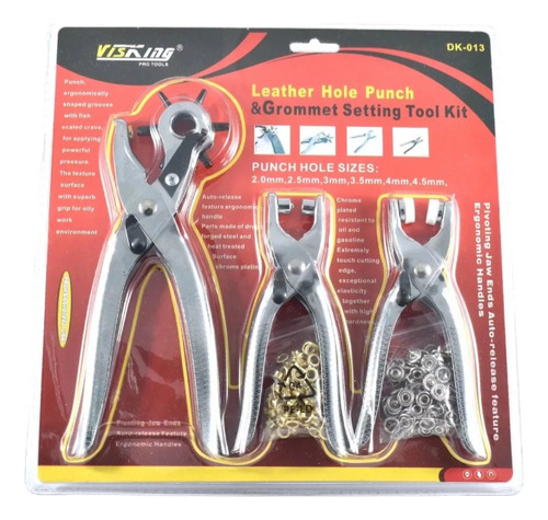 Set Juego X3 Sacabocados Pinza Perforadora Ojalillos Ojales