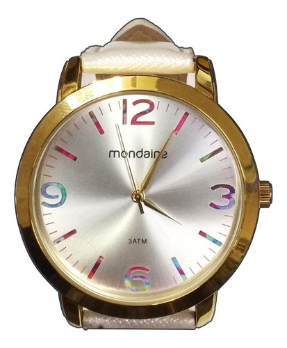 Relógio Mondaine 12052lpmvdh1 Dourado De Vltrlne Leia A Desc Cor da correia Branco