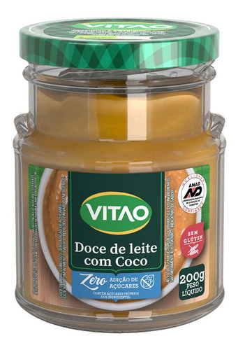 Doce De Leite Com Coco Zero Açúcar 200g - Vitao