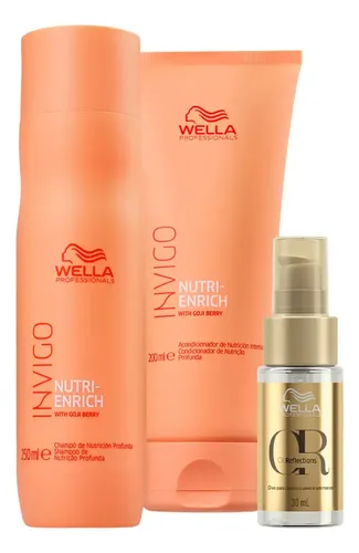 Kit Wella Nutri-Enrich Shampoo 250ml, Condicionador 200ml e Oil Reflections 30ml