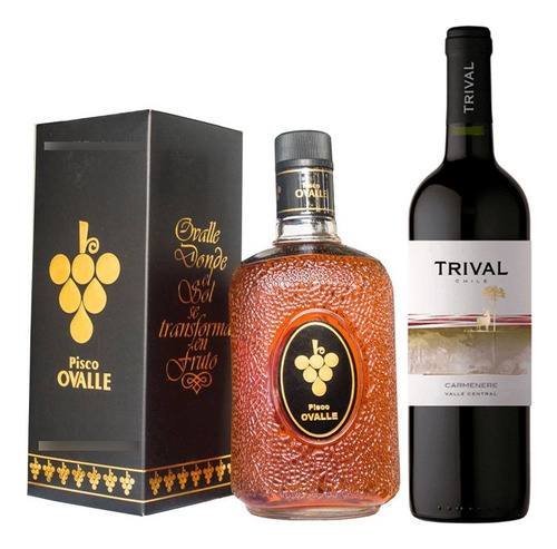 Pisco Ovalle 40° 750ml + Vino Trival Carmenere De Regalo