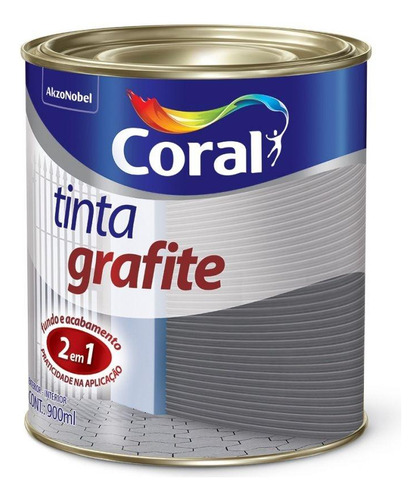 Tinta Para Metal Tinta Grafite Fosco Cinza Escuro 0,9l Coral