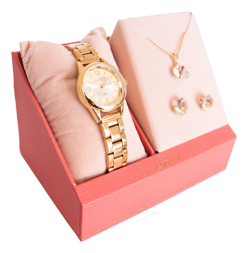 Condor CO2035NAQK4X relógio feminino dourado com joias