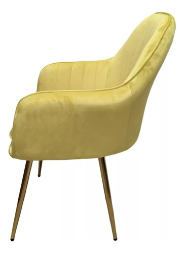 Sillon Silla Eames X 2 Vintage Colores Unicos Estructura De La Silla Dorado Asiento Amarillo Diseño De La Tela Terciopelo