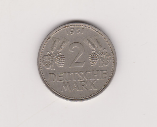 Moneda Alemania 2 Marcos 1951 F Muy Bueno 