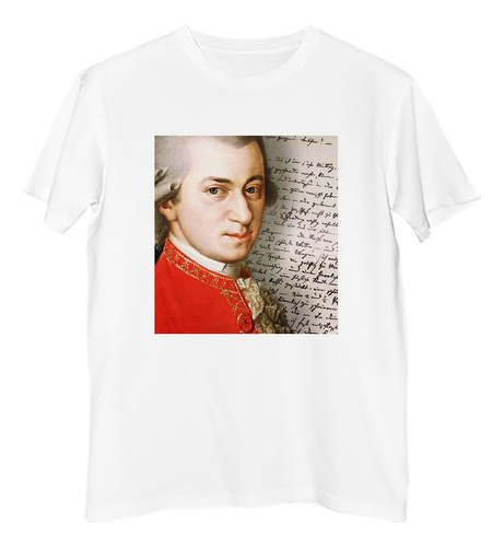 Remera Niño Mozart Diseño Con Partituras De Fondo M2