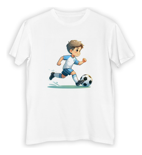 Remera Niño Futbol Nene Jugando A La Pelota Soccer