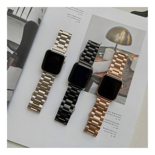 Pulsera de acero inoxidable para Apple Watch Ultra, 49 m, 45 m, 44 mm, color dorado