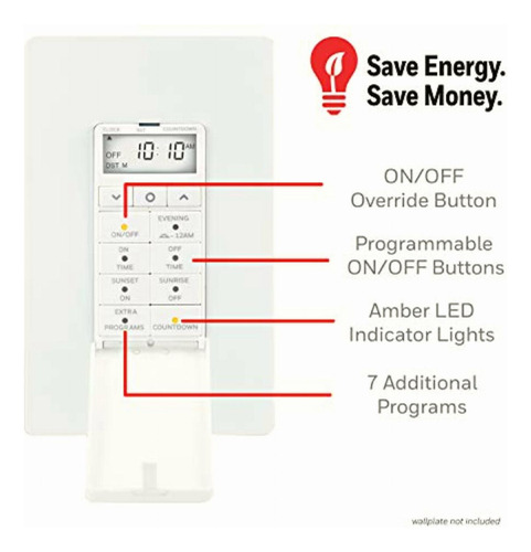 Honeywell Daysmart 7-day In-wall Digital Timer Switch, Door