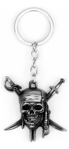 Piratas Del Caribe - Llavero Jack Sparrow Craneo Calavera Color Plateado