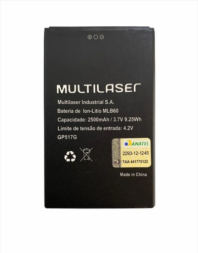  Bateria Original Mlb60 Multilaser Ms60 P9005 Pronto Envio