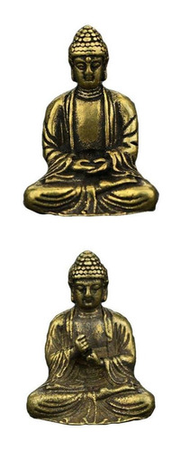 2pcs Latón Buda Sakyamuni Estatua Adornos Meditación