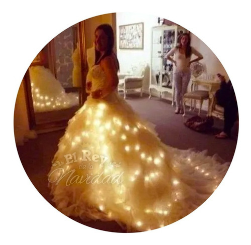 Tira Luz Led Con Pilas 1mt Vestido Novia Con Luces Calidas