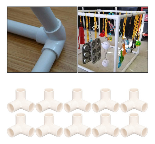 10 Piezas De Accesorios De Tubería De 3 Vías, Plástico Pvc,