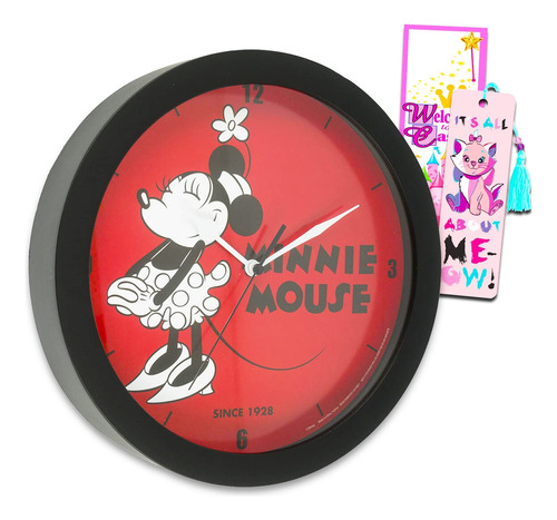 Minnie Mouse Reloj De Pared Para Niñas, Mujeres, Paquete D.