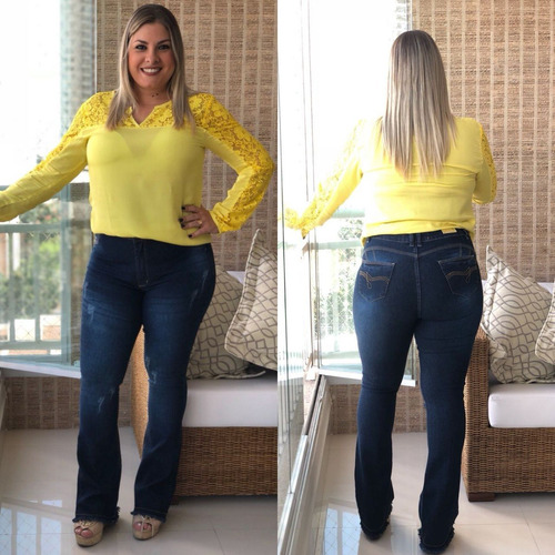 calça jeans flare plus size mercado livre