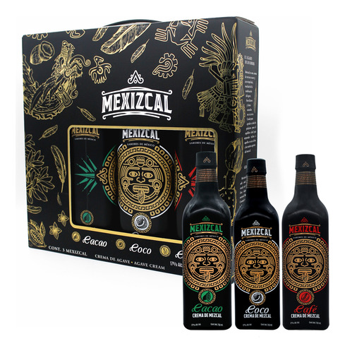 Mexizcal Crema De Mezcal Tripack - Sabor Coco, Café Y Cacao