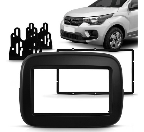 Marco de panel 2 DIN para Fiat Mobi 2016 a 2020, negro mate