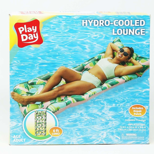 Play Day Colchon Inflable Hydro Cool Flotador Verde Y Rosa