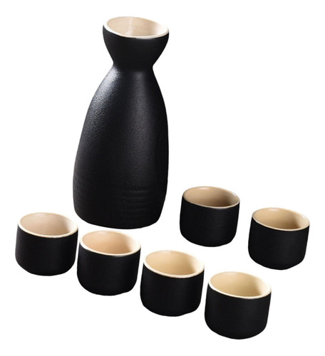 Juego De Tazas De Sake De Cerámica, Juego De Bebidas Negro