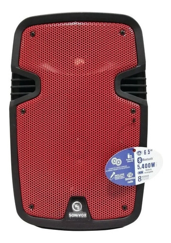 Parlante Sonivox VS-SS2135 portátil con bluetooth roja 