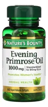 Comprar Nature's Bounty, Aceite de onagra, 1,000 mg, 60 cápsulas blandas de liberación rápida, Estandarizado a 90 mg de GLA, Promueve la salud de la mujer, Salud a base de hierbas