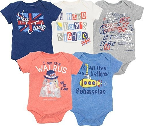 The Beatles Lyrics Body Para Bebe 5 Unidades, Color Azul, Ro