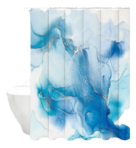 Cortina De Baño Impresa Con Lámina De Oro Azul, 180 * 180cm
