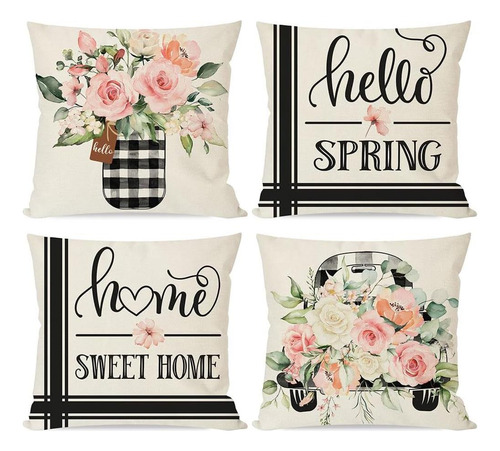 Pandicorn Hello Spring Pillow Covers De 18x18 Pulgadas Búfal