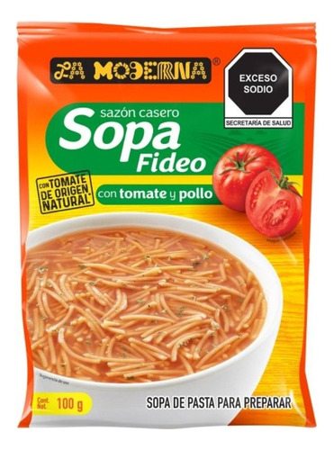 18 Pzas Sopa De Fideo La Moderna Con Tomate Y Pollo 100 G