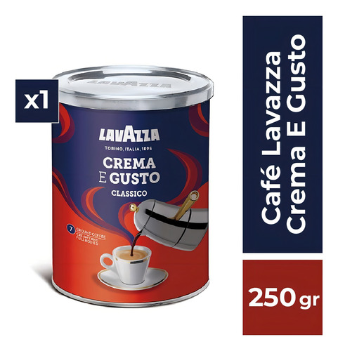 Café Molido Lavazza Crema E Gusto -lata 250gr- Grano Molido