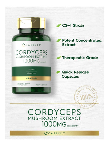 Supplement Carlyle Cordyceps Mushroom Extract 1000mg 150 Cap