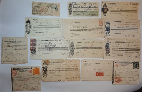 Sellos Estampillas Recibos Cheque 1910/1920 Lote X 14 Ro 930 (Usado)